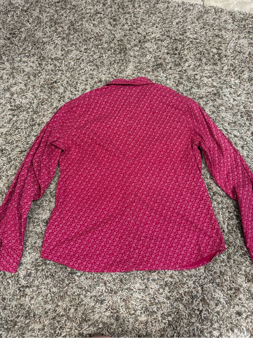 Vintage Raspberry Button Up Shirt/ Micro Daisy Print- Granny, Cottage, Western - Picture 7 of 7